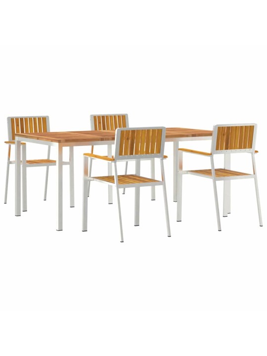 Dārza ēdamgalds 5 pcs brūna akācijas masīvkoks