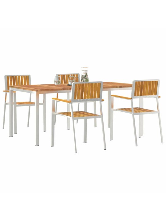 Dārza ēdamgalds 5 pcs brūna akācijas masīvkoks