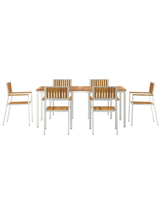 Dārza ēdamgalds 7 pcs brūna akācijas masīvkoks