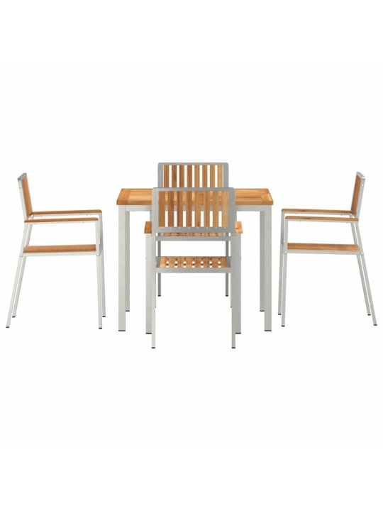 Dārza ēdamgalds 5 pcs brūna masīvs tīkkoks
