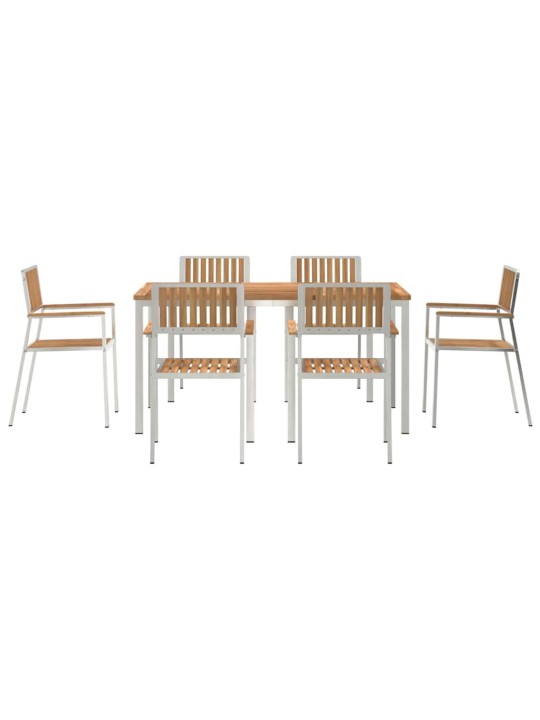 Dārza ēdamgalds 7 pcs brūna masīvs tīkkoks