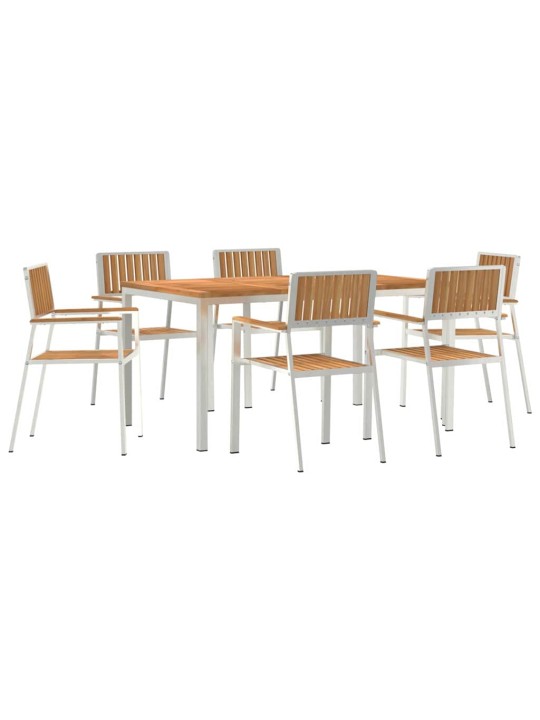 Dārza ēdamgalds 7 pcs brūna masīvs tīkkoks