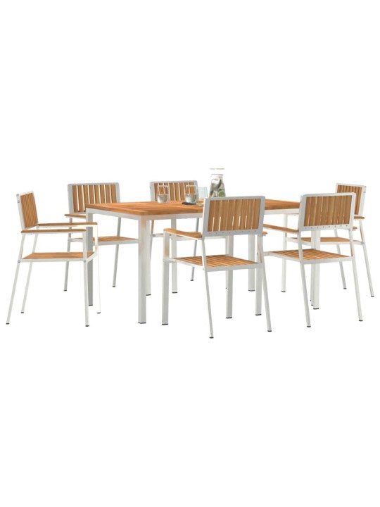 Dārza ēdamgalds 7 pcs brūna masīvs tīkkoks