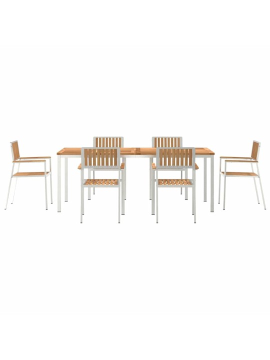 Dārza ēdamgalds 7 pcs brūna masīvs tīkkoks