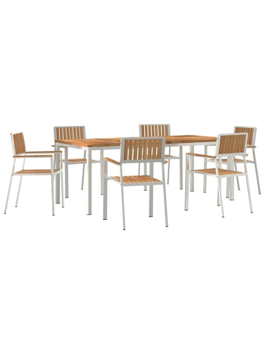 Dārza ēdamgalds 7 pcs brūna masīvs tīkkoks