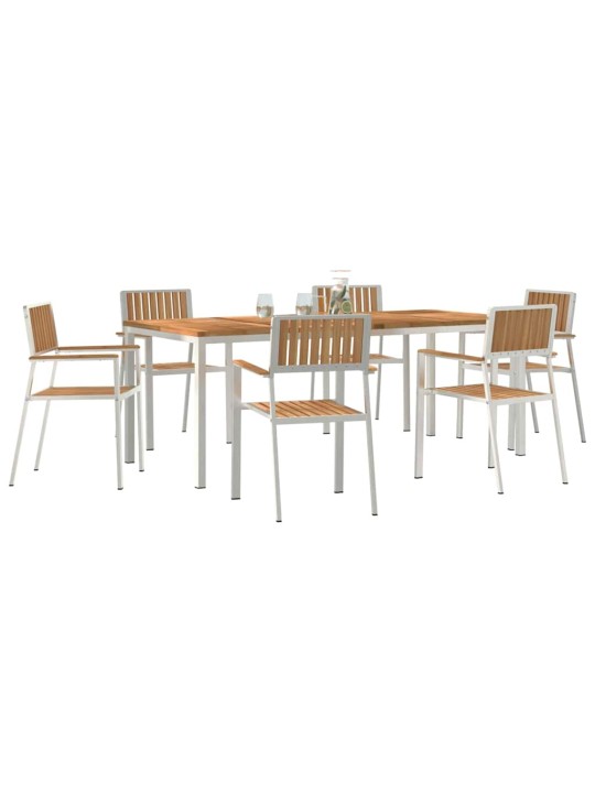 Dārza ēdamgalds 7 pcs brūna masīvs tīkkoks