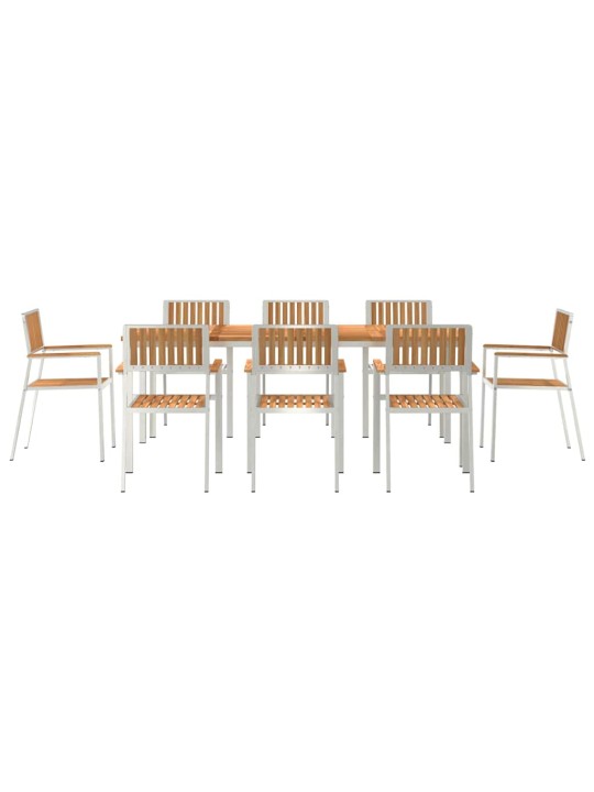 Dārza ēdamgalds 9 pcs brūna masīvs tīkkoks