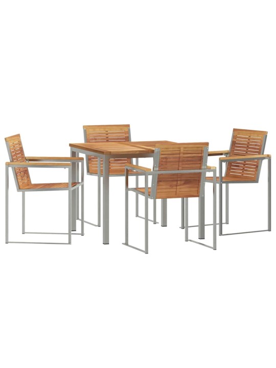 Dārza ēdamgalds 5 pcs cietā teaks koka