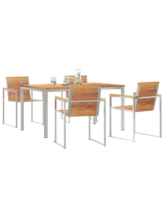 Dārza ēdamgalds 5 pcs cietā teaks koka