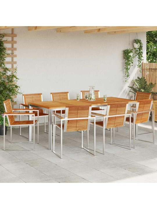 Dārza ēdamgalds 9 pcs cietā teaks koka