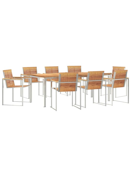 Dārza ēdamgalds 9 pcs cietā teaks koka