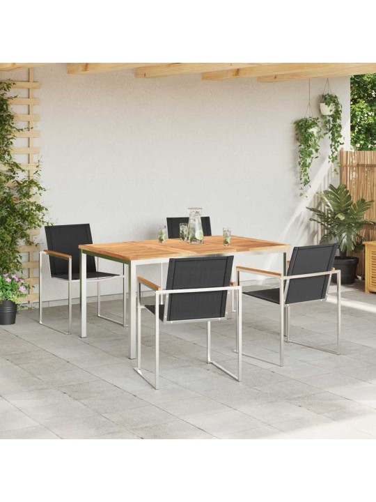 Dārza ēdamgalds 5 pcs cietā teaks koka