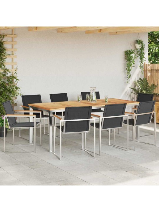 Dārza ēdamgalds 9 pcs cietā teaks koka