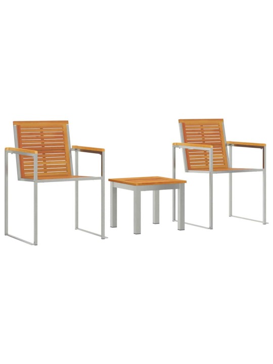 Sauļošanās krēsls 3-persona 3 pcs brūna akācijas masīvkoks
