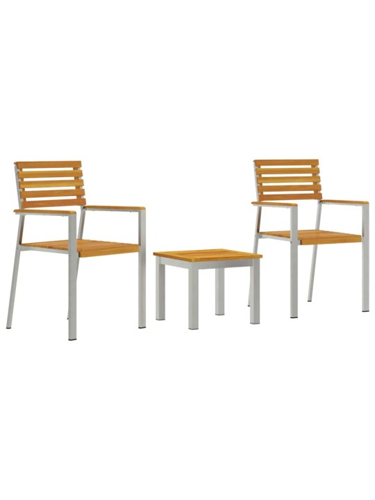 Dārza ēdamgalds 3 pcs brūna akācijas masīvkoks