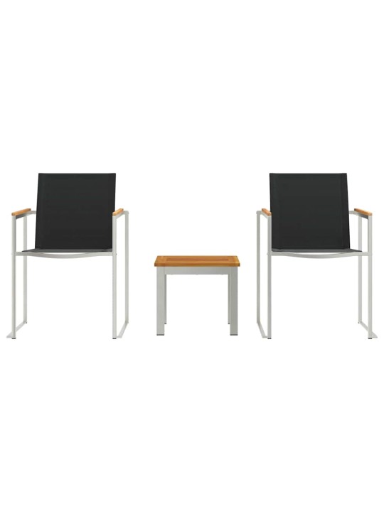 Āra ēdamistabas komplekts 3 pcs brūns un melns masīvs tīkkoks