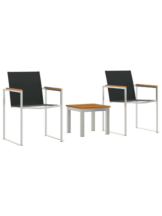 Āra ēdamistabas komplekts 3 pcs brūns un melns masīvs tīkkoks