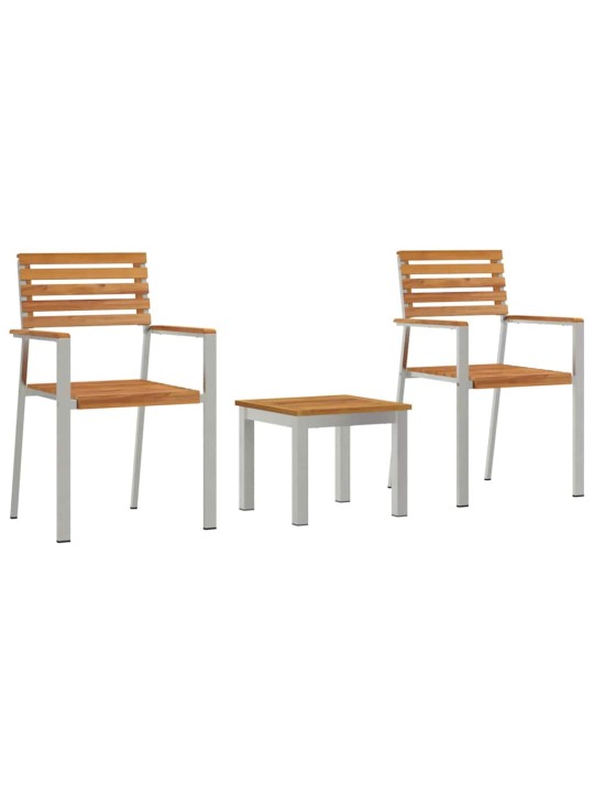 Dārza ēdamgalds 3 pcs brūna masīvs tīkkoks