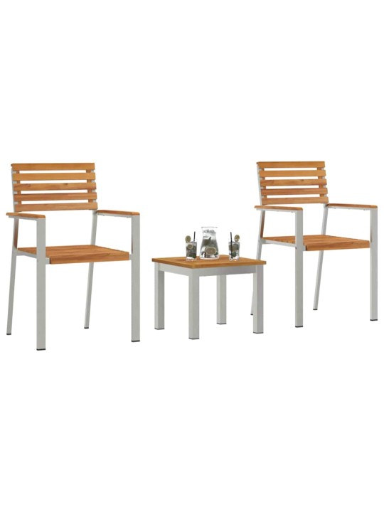 Dārza ēdamgalds 3 pcs brūna masīvs tīkkoks