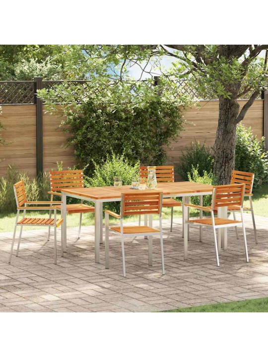 Dārza krēsls 6 pcs brūna 56 x 54.5 x 87cm akācijas masīvkoks