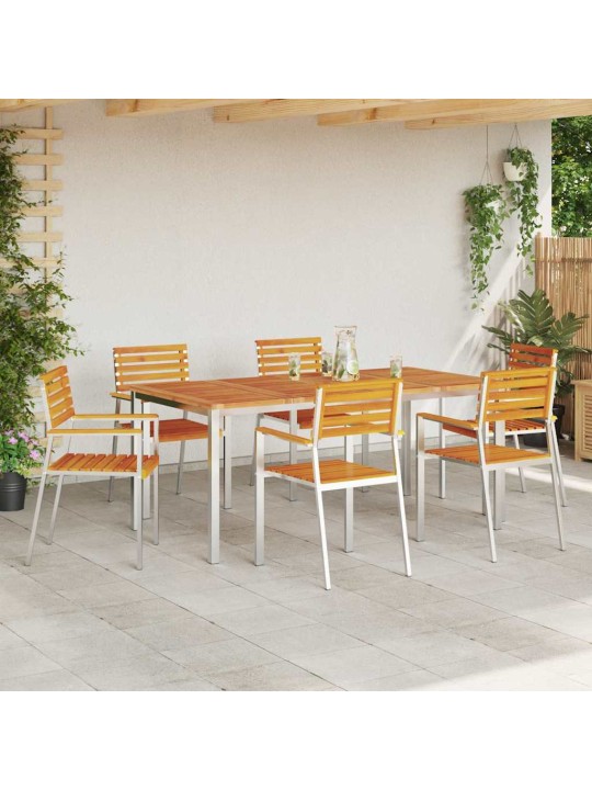Dārza krēsls 6 pcs brūna 56 x 54.5 x 87cm akācijas masīvkoks