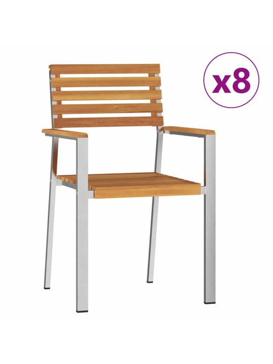 Dārza krēsls 8 pcs brūna 56 x 54.5 x 87cm akācijas masīvkoks