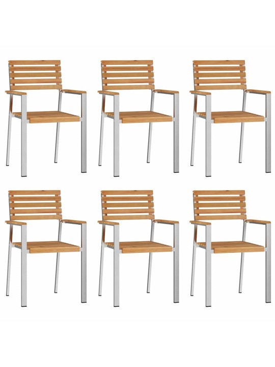 Dārza krēsls 6 pcs brūna 56 x 54.5 x 87cm masīvs tīkkoks