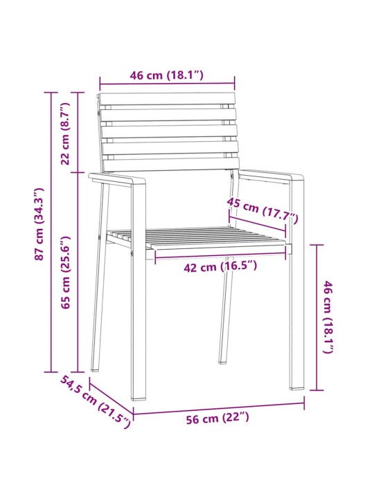 Dārza krēsls 8 pcs brūna 56 x 54.5 x 87cm masīvs tīkkoks