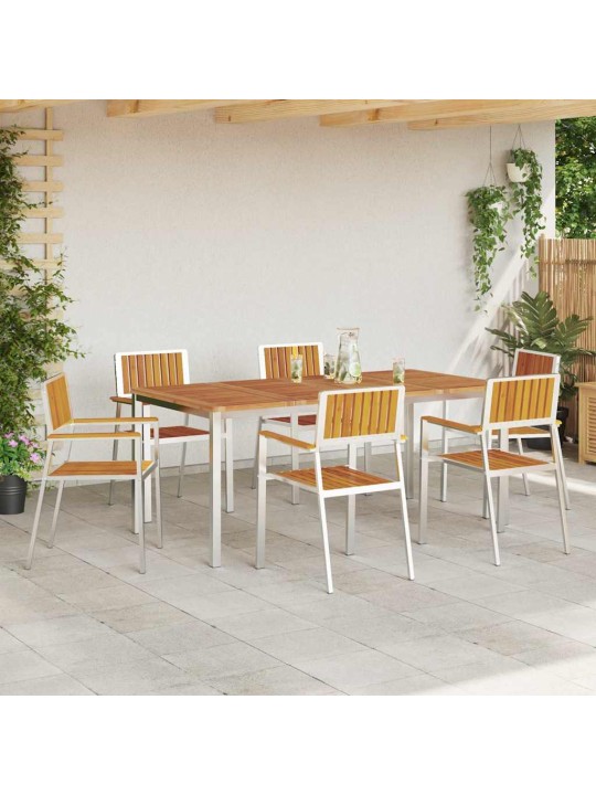 Dārza krēsls 6 pcs brūna 56 x 54.5 x 87cm akācijas masīvkoks