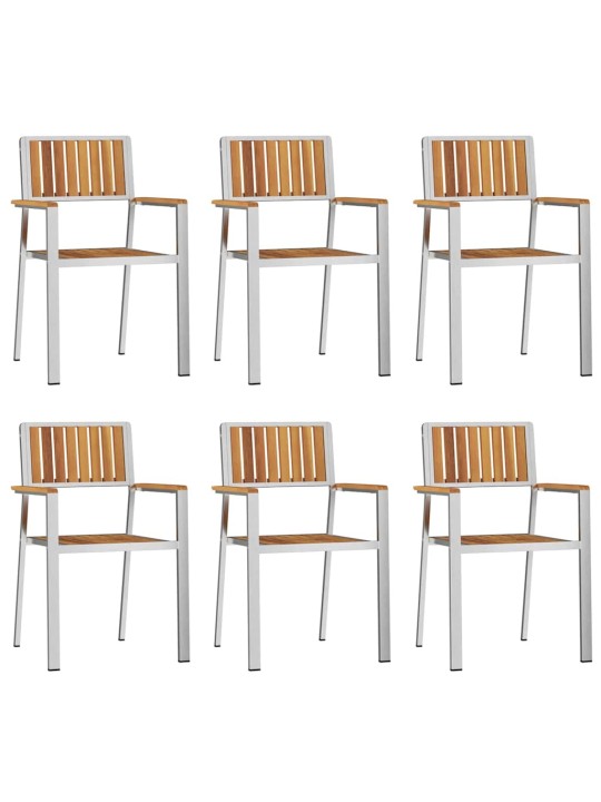 Dārza krēsls 6 pcs brūna 56 x 54.5 x 87cm akācijas masīvkoks