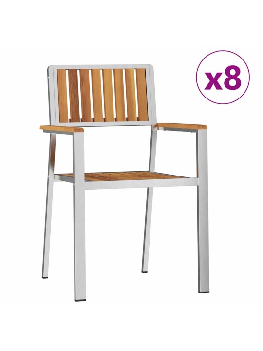 Dārza krēsls 8 pcs brūna 56 x 54.5 x 87cm akācijas masīvkoks