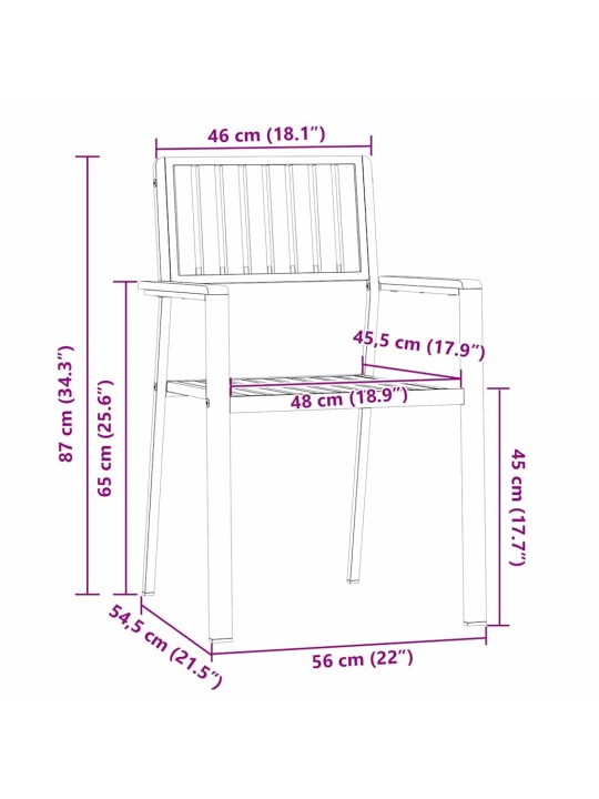 Dārza krēsls 6 pcs brūna 56 x 54.5 x 87cm masīvs tīkkoks