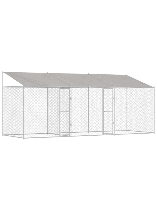 Suņu būris sudraba 600 x 200 x 256 cm cinkots tērauds