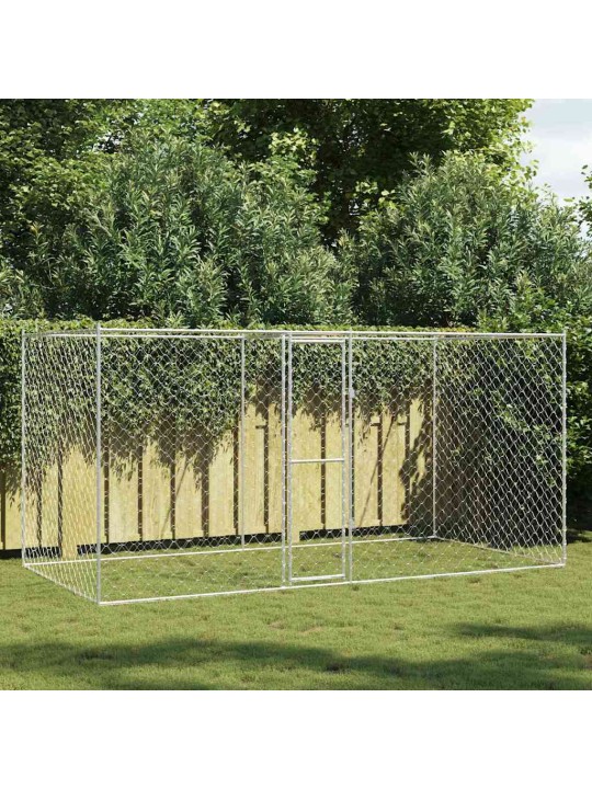 Suņu būris sudraba 400 x 200 x 256 cm cinkots tērauds