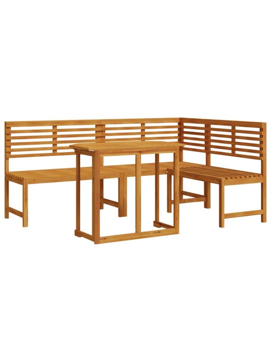 Dārza sola komplekts 3 pcs brūna akācijas masīvkoks