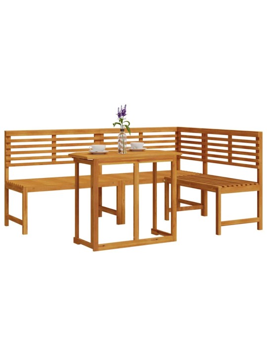 Dārza sola komplekts 3 pcs brūna akācijas masīvkoks