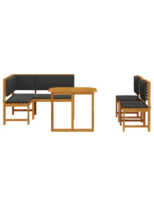 Dārza sola komplekts 4 pcs brūna akācijas masīvkoks