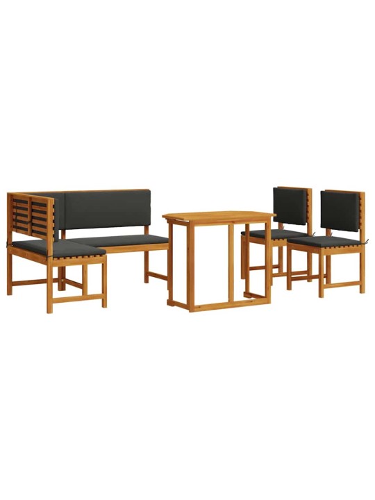 Dārza sola komplekts 4 pcs brūna akācijas masīvkoks