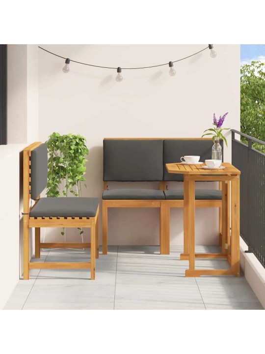 Dārza bistro komplekts 3 pcs brūna akācijas masīvkoks