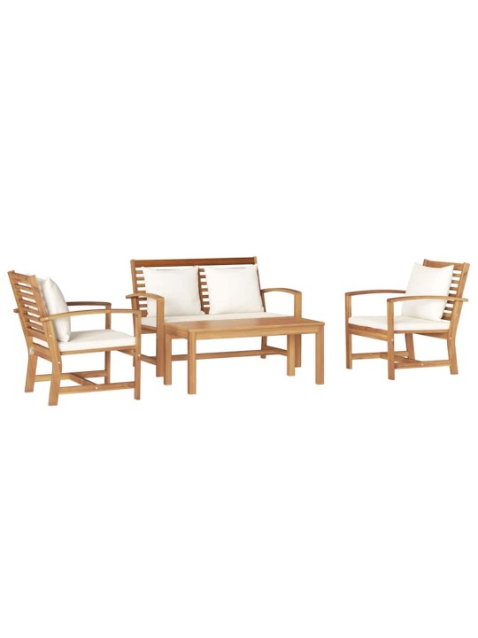 Dārza dīvānu komplekts 4 pcs dabiska masīvs tīkkoks