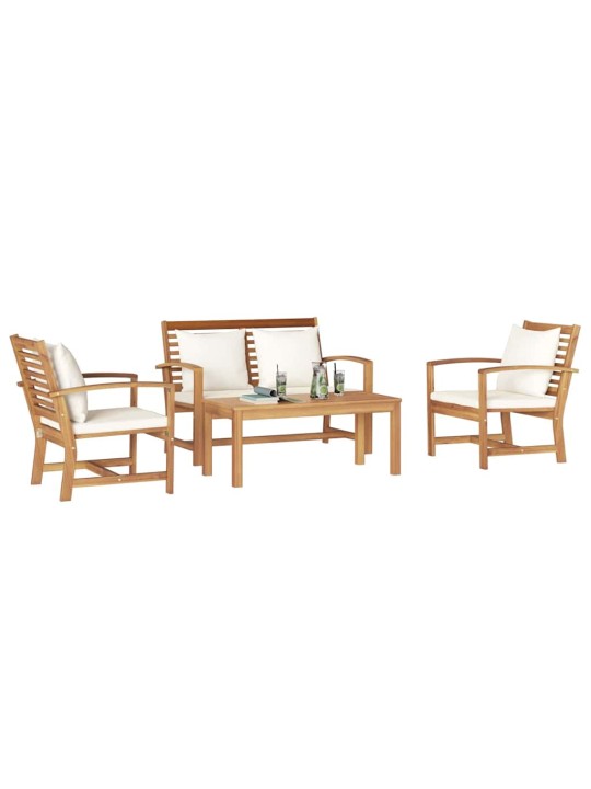Dārza dīvānu komplekts 4 pcs dabiska masīvs tīkkoks