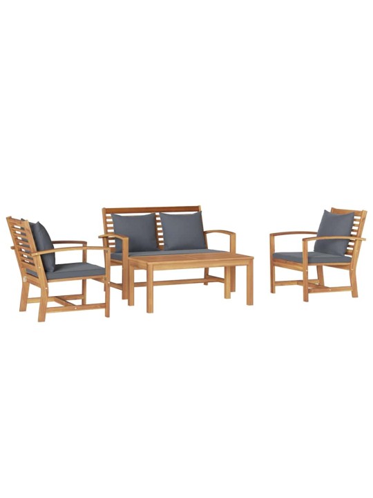 Dārza dīvānu komplekts 4 pcs dabiska masīvs tīkkoks