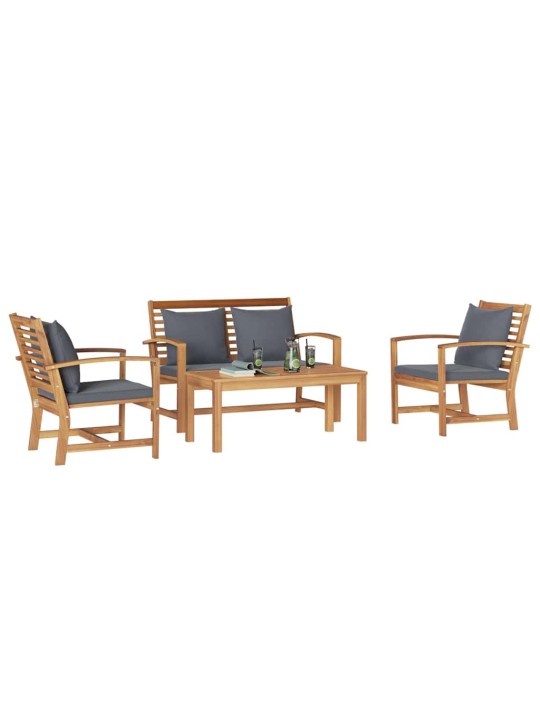 Dārza dīvānu komplekts 4 pcs dabiska masīvs tīkkoks