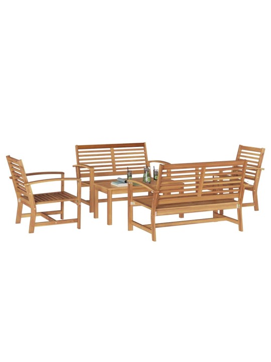 Dārza dīvānu komplekts 5 pcs dabiska masīvs tīkkoks