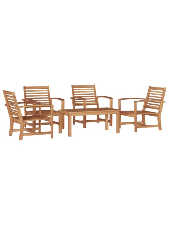 Dārza dīvānu komplekts 5 pcs dabiska masīvs tīkkoks