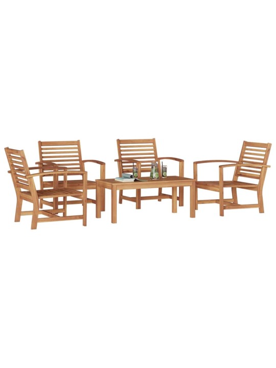 Dārza dīvānu komplekts 5 pcs dabiska masīvs tīkkoks