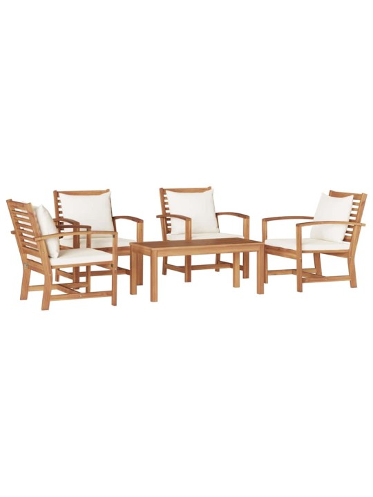 Dārza dīvānu komplekts 5 pcs dabiska masīvs tīkkoks