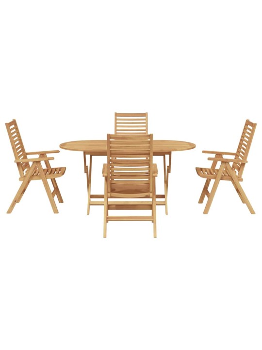 Dārza ēdamgalds 5 pcs brūna masīvs tīkkoks