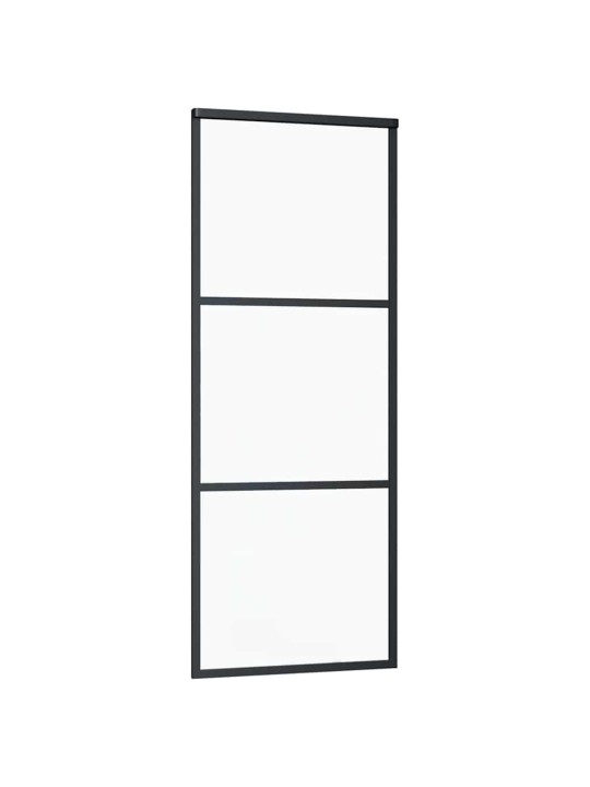 Bīdāmās durvis ar stiprinājumiem, melns, stikls, 76x205 cm