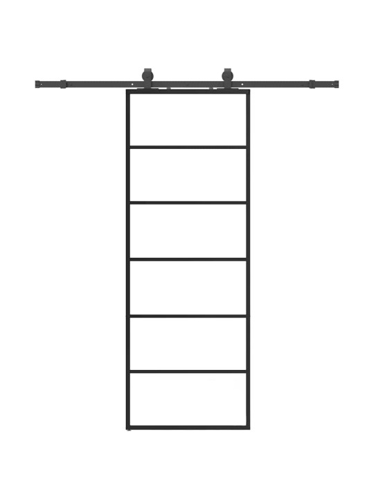 Bīdāmās durvis ar stiprinājumiem, melns, stikls, 76x205 cm